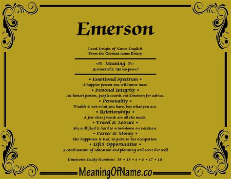 emerloan meaning|Meaning, origin and history of the name Emerson.